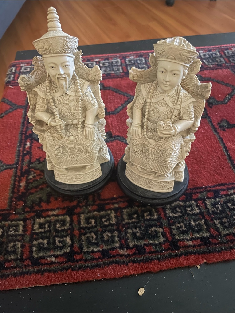 Beautiful Vintage Chinese Carved Resin Emperor and Empress Statue Figurines